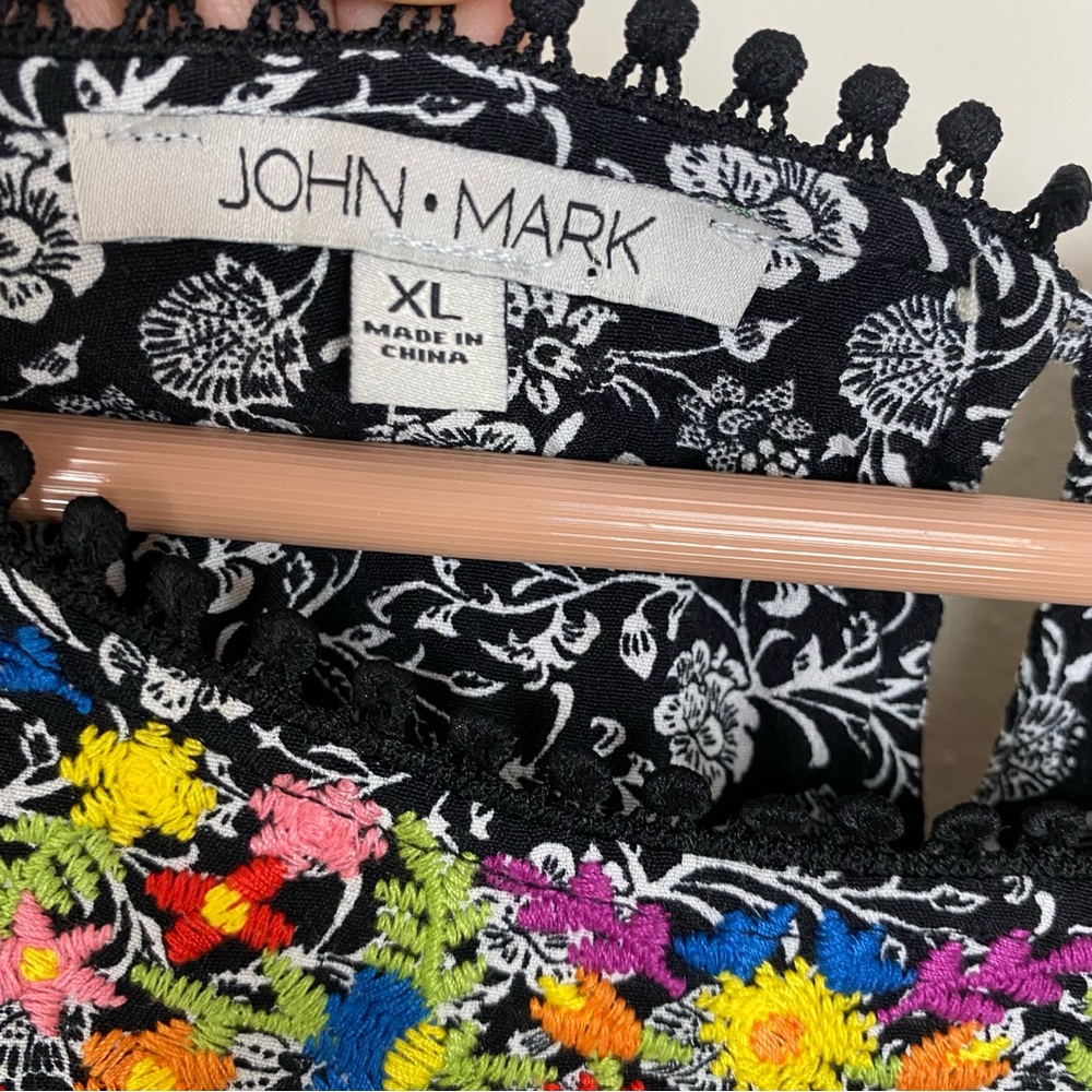 JOHN MARk 🌺 Floral Tiered Embroidered Dress Sz XL - Picture 13 of 14